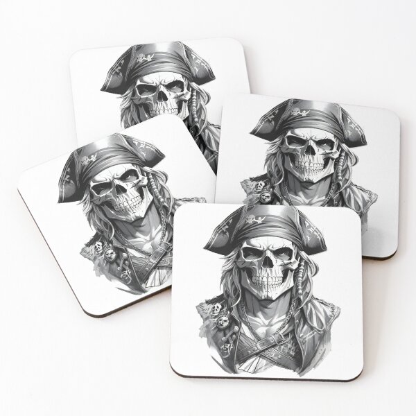 Item preview, Pirate Art: Skull Captain's Monochrome Pirate Gaze designed and sold by ArtComixHaven.