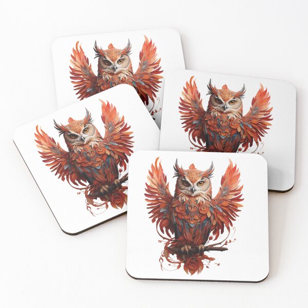 Item preview, Mystical red owl on the branch designed and sold by MarketMovers.