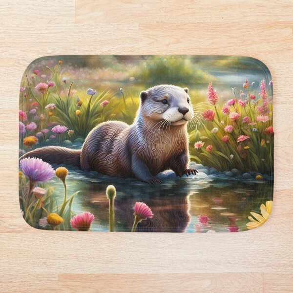 Item preview, An otter plays in a wildflower meadow stream! designed and sold by Zen-Hues.