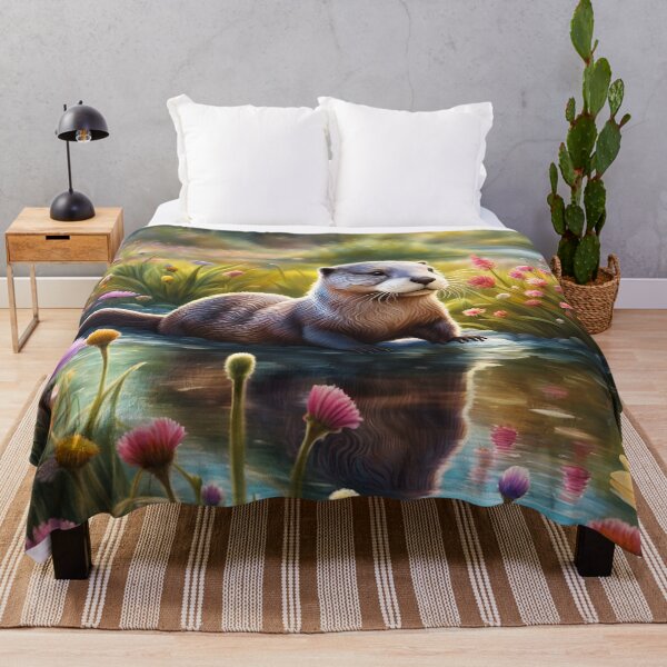 Item preview, An otter plays in a wildflower meadow stream! designed and sold by Zen-Hues.