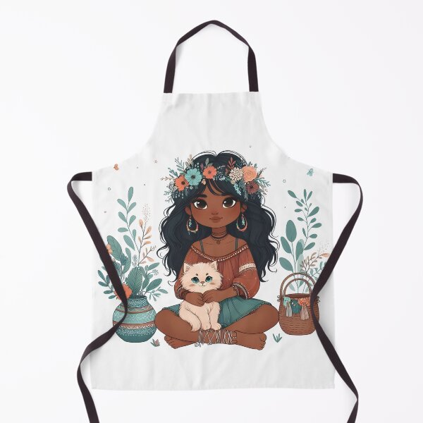 Item preview, Boho Girl and Cat Cottagecore Plants and Cute Kitten Cat Mama Cat Lover designed and sold by ShoniwDesigns.
