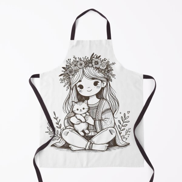 Item preview, Boho Girl and Cat Cottagecore Plants and Cute Kitten Cat Mama Cat Lover designed and sold by ShoniwDesigns.