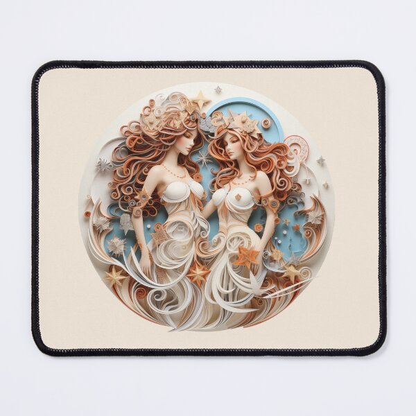 Item preview, Gemini Twins - Beige and Blue - Quilled Paper Artwork designed and sold by Food Lover Art.