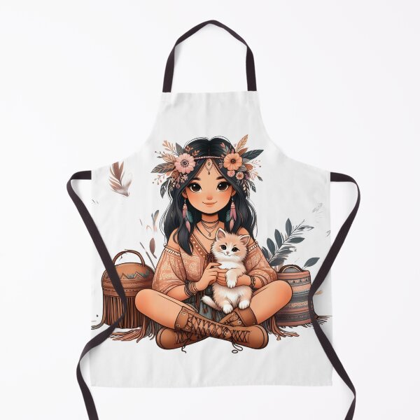 Item preview, Boho Girl and Cat Cottagecore Plants and Cute Kitten Cat Mama Cat Lover  designed and sold by ShoniwDesigns.
