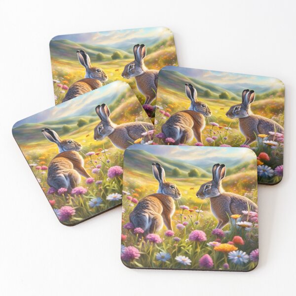 Item preview, Hares prepare to box in a wildflower meadow! designed and sold by Zen-Hues.