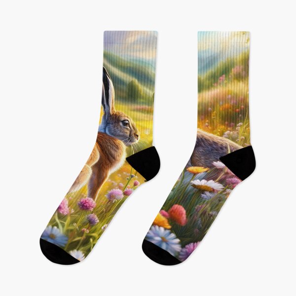 Item preview, Hares prepare to box in a wildflower meadow! designed and sold by Zen-Hues.