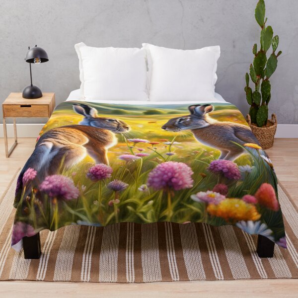 Item preview, Hares prepare to box in a wildflower meadow! designed and sold by Zen-Hues.