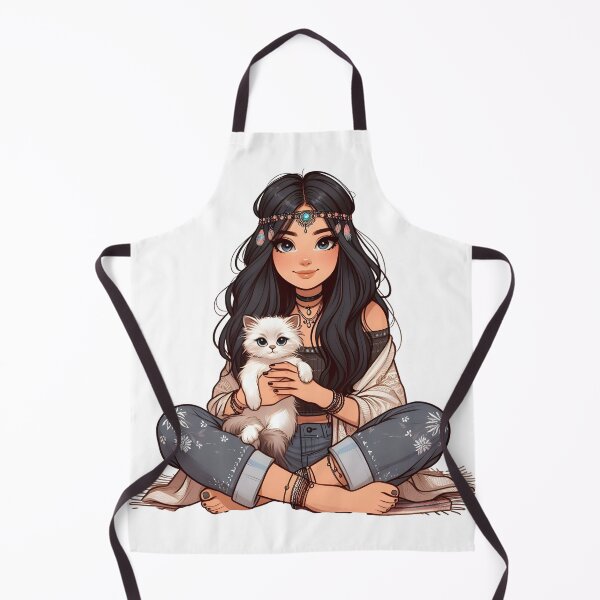 Item preview, Boho Girl and Cat Cottagecore Plants and Cute Kitten Cat Mama Cat Lover  designed and sold by ShoniwDesigns.