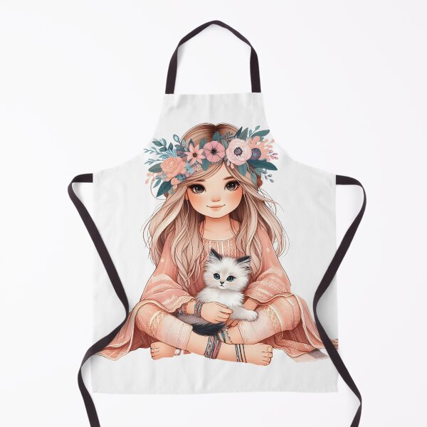 Item preview, Boho Girl and Cat Cottagecore Plants and Cute Kitten Cat Mama Cat Lover Floral designed and sold by ShoniwDesigns.