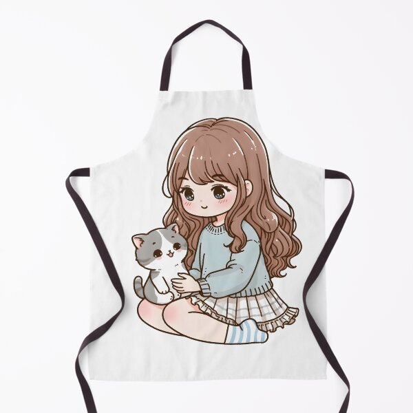 Item preview, Cute Girl and Cat Cottagecore Anime Cute Kitten Cat Mama Cat Lover Floral designed and sold by ShoniwDesigns.