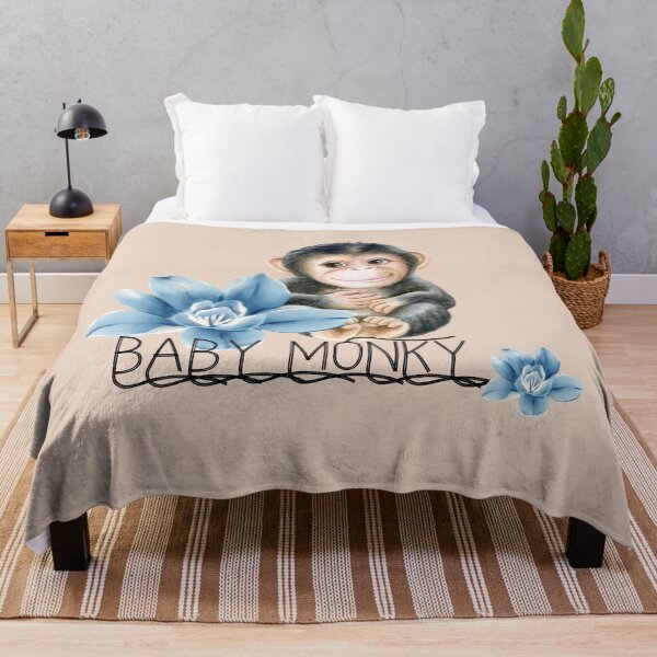 Item preview, Cute Baby Monkey with Flowers Blue designed and sold by Arafattouch.