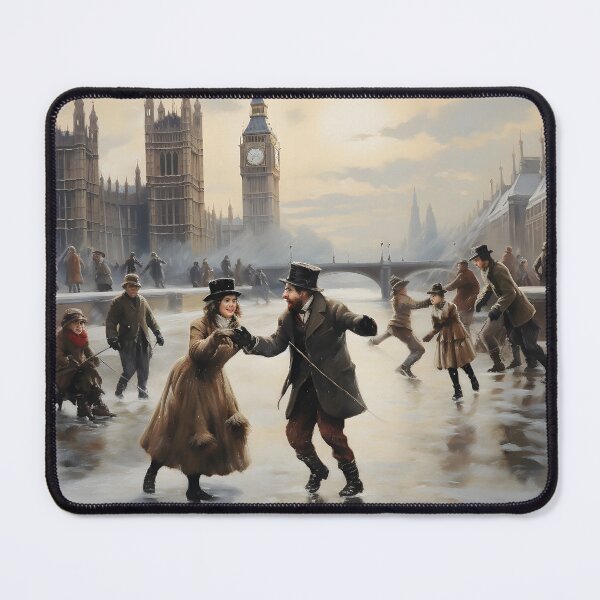 Item preview, Victorian Ice Skating InspiVictorian Ice Skating Inspired Design - River Thames Winter Scene red Canvas Print - River Thames Winter Scene designed and sold by PandaTShirtShop.