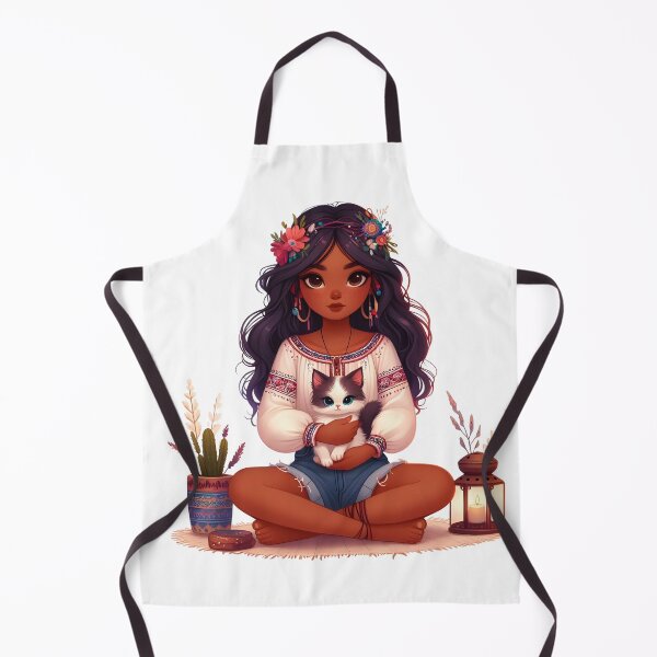 Item preview, Boho Girl and Cat Cottagecore Plants and Cute Kitten Cat Mama Cat Lover Floral designed and sold by ShoniwDesigns.