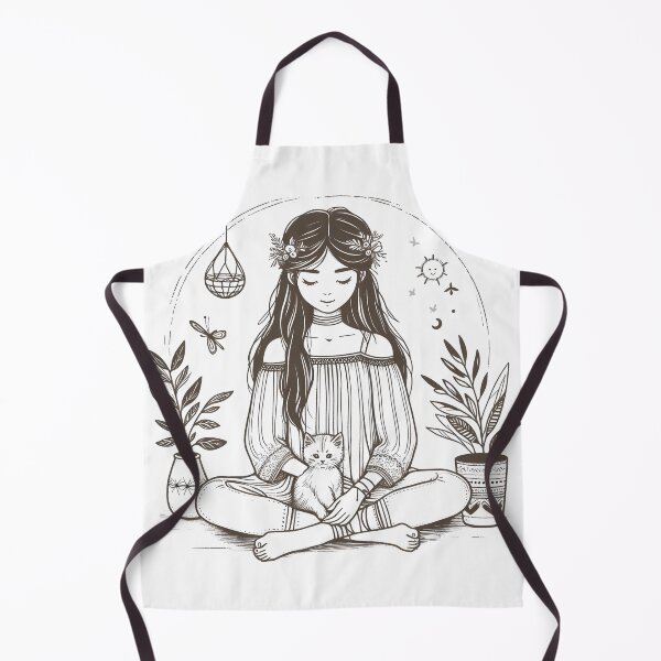Item preview, Boho Girl and Cat Cottagecore Plants and Cute Kitten Cat Mama Cat Lover Floral designed and sold by ShoniwDesigns.
