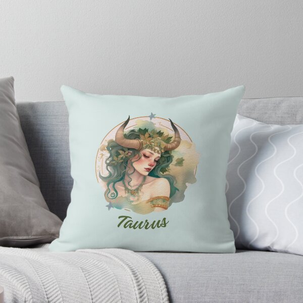 Item preview, Colorful beautiful Taurus Zodiac in a Circle- RetroTaurus zodiac sign from Zodiac Chart on blue background designed and sold by CosmicNook1.