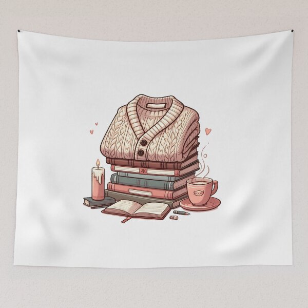 Item preview, Boho Girl Reader Book Lover Librarian Teacher, Loves to Read, Coffeeshop Vibes, Cardigan and Coffee Mug designed and sold by ShoniwDesigns.
