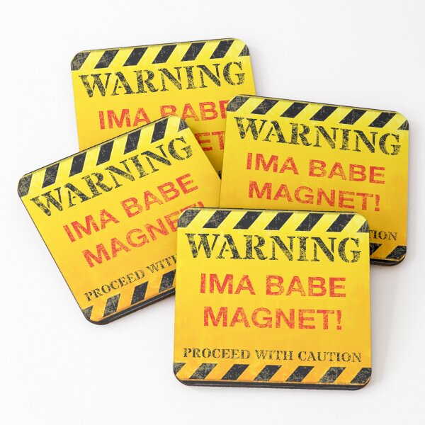 Item preview, Hilarious Human Warning Sign - IMA BABE MAGNET! Humor, Cheeky, Edgy Quotes/Memes T-Shirt Design designed and sold by GlobalCornerHub.