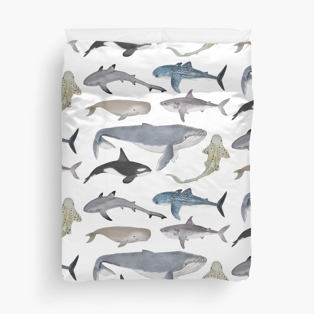 Whales and Sharks Duvet Cover