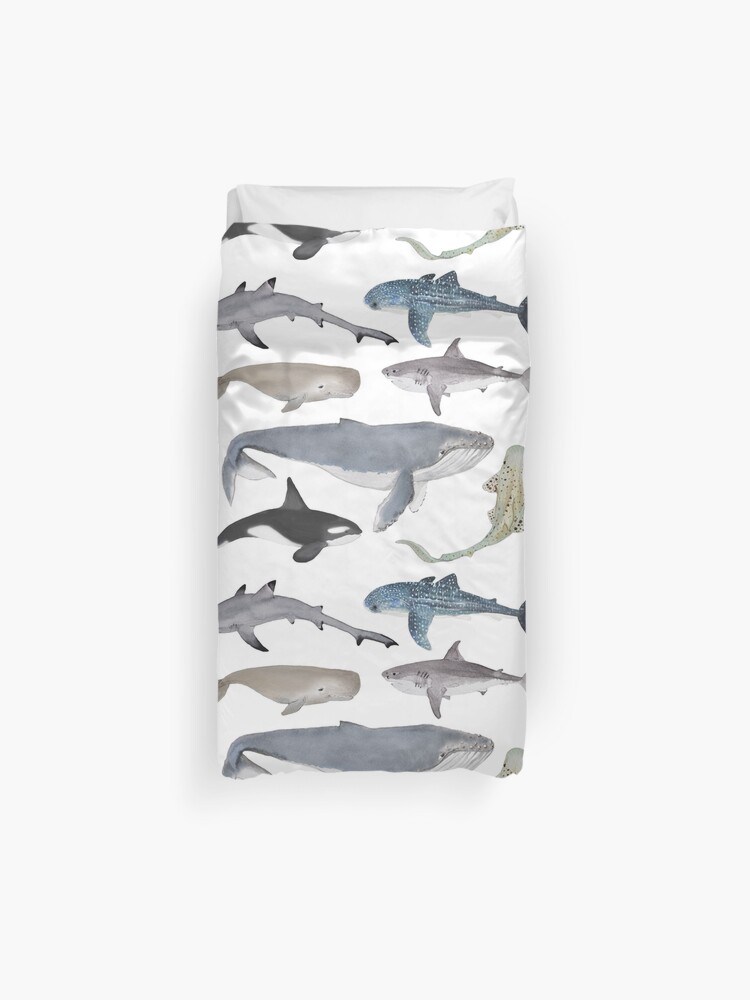 Whales And Sharks Duvet Cover By Thekindredpines Redbubble