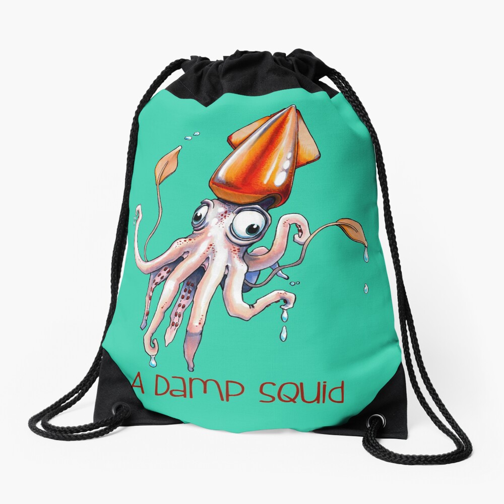 A Damp Squid Drawstring Bag