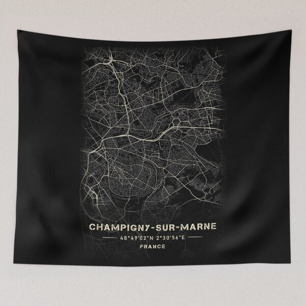 Item preview, Map of Champigny-sur-marne Black and white designed and sold by Jerhus.