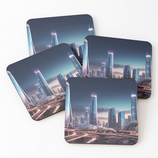 Item preview, futuristic photo of the future city of los angeles designed and sold by Colorful-Worlds.