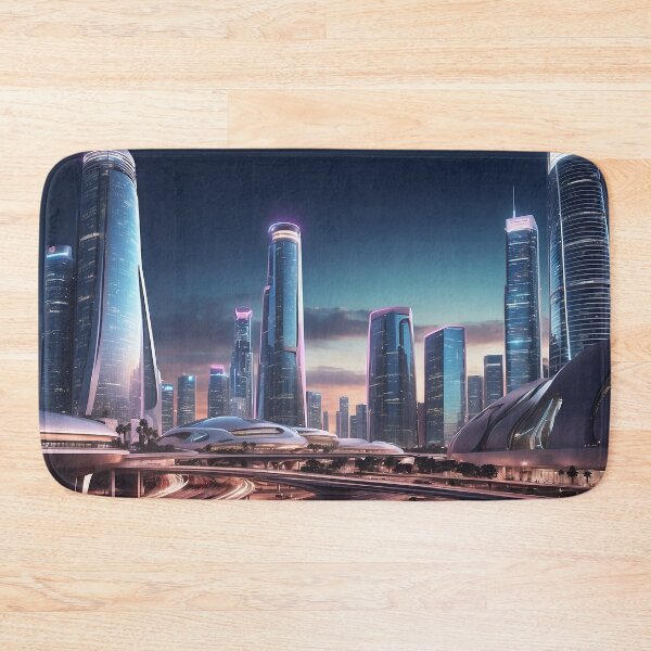 Item preview, futuristic photo of the future city of los angeles designed and sold by Colorful-Worlds.