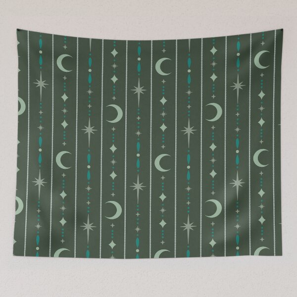 Item preview, Celestial Chains Vertical Stripe - Green and Mint designed and sold by Cat Herold.