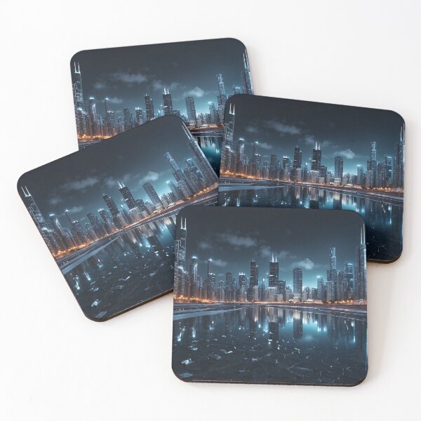 Item preview, futuristic photo of the future city of Chicago designed and sold by Colorful-Worlds.