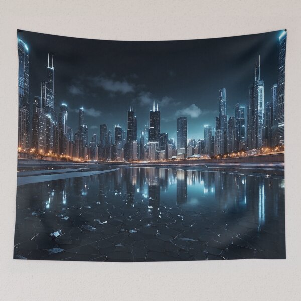 Item preview, futuristic photo of the future city of Chicago designed and sold by Colorful-Worlds.