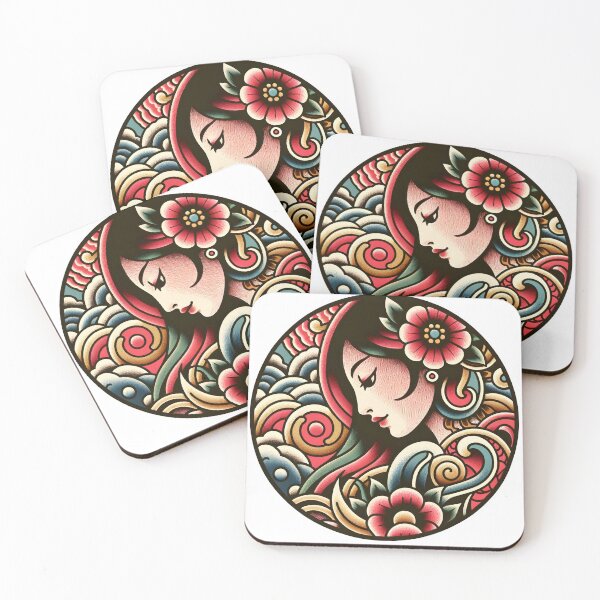 Item preview, Tropical Floral Girl Tattoo designed and sold by ThoriumInk.