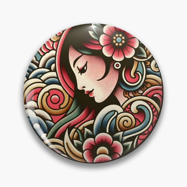 Item preview, Tropical Floral Girl Tattoo designed and sold by ThoriumInk.
