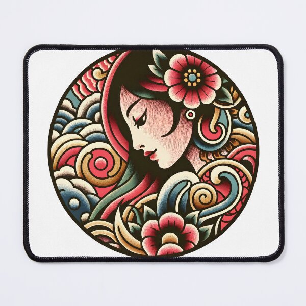 Item preview, Tropical Floral Girl Tattoo designed and sold by ThoriumInk.