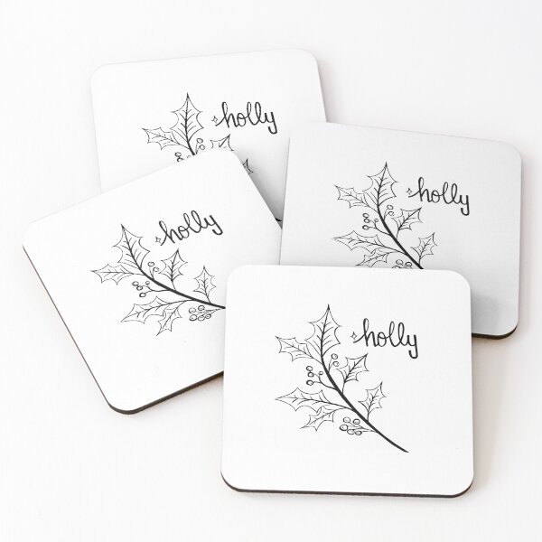 Item preview, Holly + Lettering (Black & White) - December Birth Month Flower designed and sold by keligraphie.