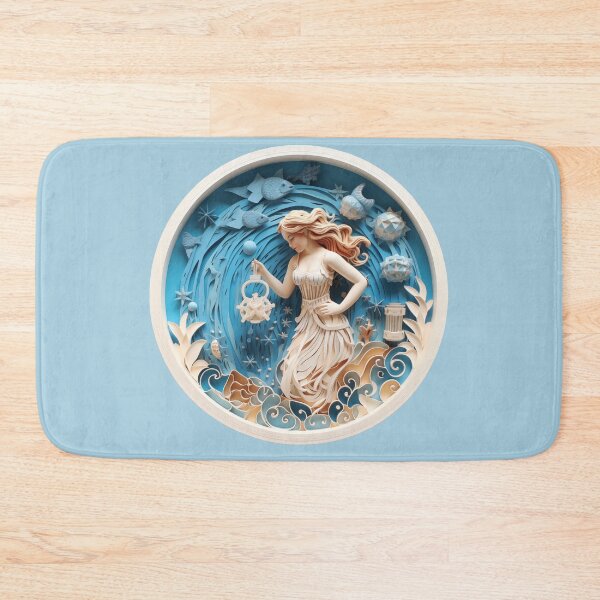 Item preview, Aquarius Water Bearer - Blue and Beige - Quilled Paper Artwork designed and sold by Food Lover Art.