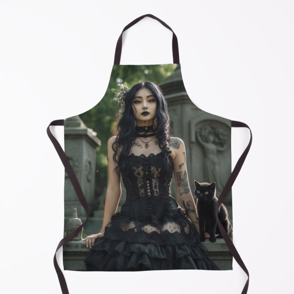 Item preview, Goth chick posing in a cemetery with her magic black cat designed and sold by daywithoutlight.