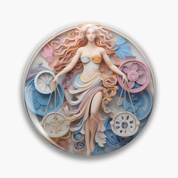 Item preview, Libra Scales - Blue and Pink - Quilled Paper Artwork designed and sold by Food Lover Art.