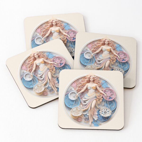 Item preview, Libra Scales - Blue and Pink - Quilled Paper Artwork designed and sold by Food Lover Art.