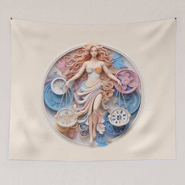 Item preview, Libra Scales - Blue and Pink - Quilled Paper Artwork designed and sold by Food Lover Art.