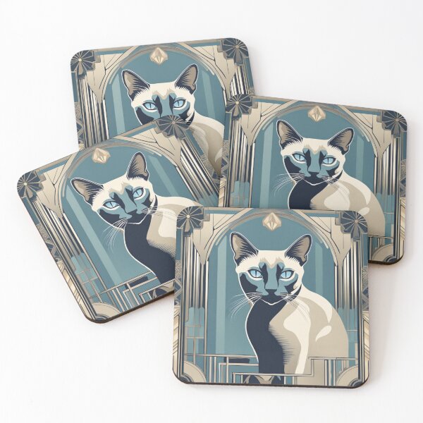 Item preview, Maeve Blue Siamese Art Deco Cat designed and sold by EclecticDen.