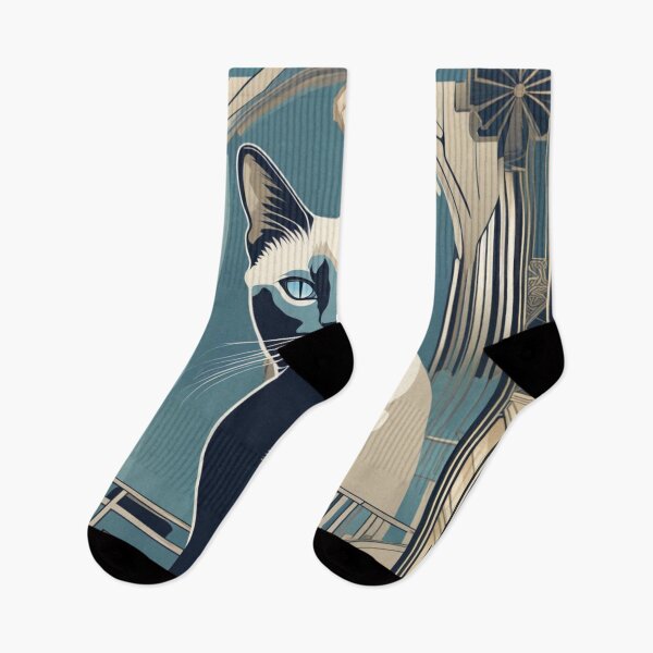 Item preview, Maeve Blue Siamese Art Deco Cat designed and sold by EclecticDen.