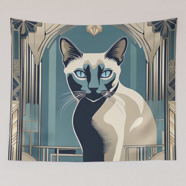 Item preview, Maeve Blue Siamese Art Deco Cat designed and sold by EclecticDen.