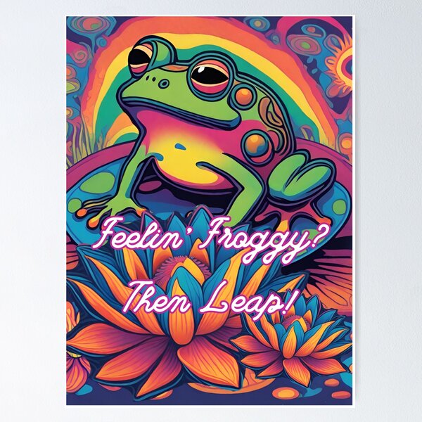 Item preview, Feel'in Froggy? Psychedelic Frog and Lotus Flowers designed and sold by DarlingsTees.