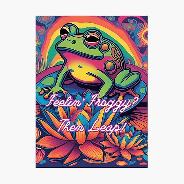 Item preview, Feel'in Froggy? Psychedelic Frog and Lotus Flowers designed and sold by DarlingsTees.