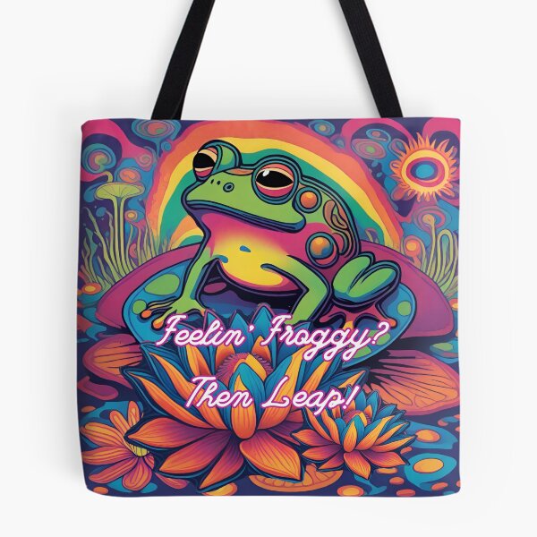 Item preview, Feel'in Froggy? Psychedelic Frog and Lotus Flowers designed and sold by DarlingsTees.