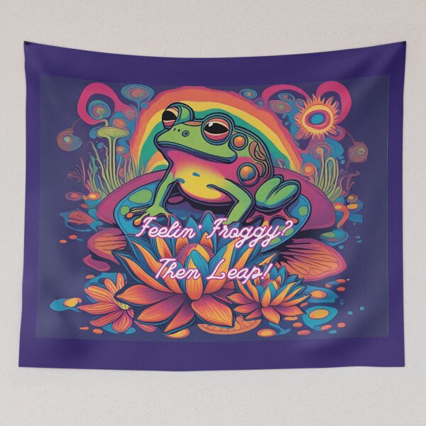 Item preview, Feel'in Froggy? Psychedelic Frog and Lotus Flowers designed and sold by DarlingsTees.