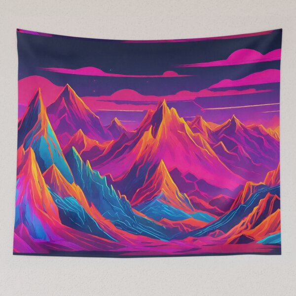 Item preview, Neon Mountain Range Landscape designed and sold by anaraee.