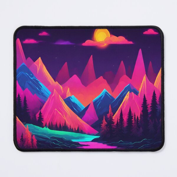 Item preview, Neon Forest Mountain Range Landscape designed and sold by anaraee.