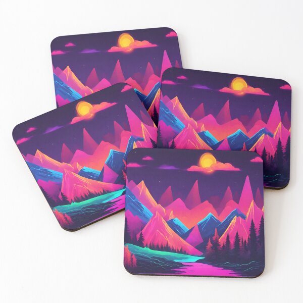 Item preview, Neon Forest Mountain Range Landscape designed and sold by anaraee.