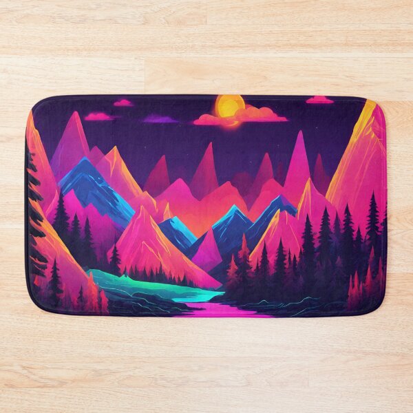 Item preview, Neon Forest Mountain Range Landscape designed and sold by anaraee.